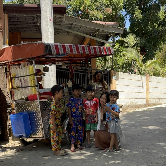 Children lining up to enjoy free meals