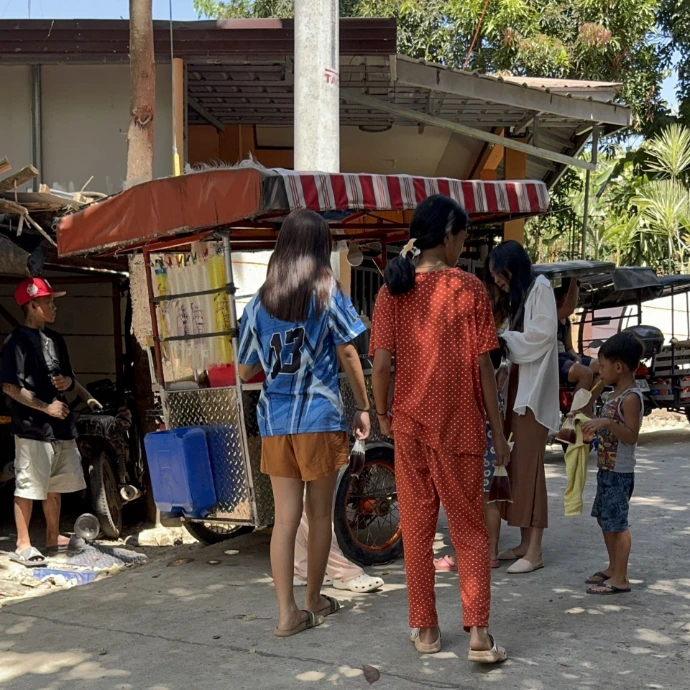 Children lining up for free meals